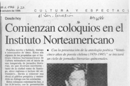 Comienzan coloquios en el Instituto Norteamericano  [artículo].