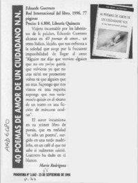 40 poemas de amor de un ciudadano  [artículo] Mario Rodríguez.