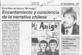 Encantamiento y conciencia de la narrativa chilena  [artículo] Clemente Riedemann.