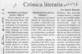 Crónica literaria  [artículo] Ramón Riquelme.