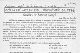 Señales de Sandra Rogel  [artículo] Silvestre Fugellie.