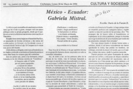 México - Ecuador, Gabriela Mistral  [artículo] Darío de la Fuente D.