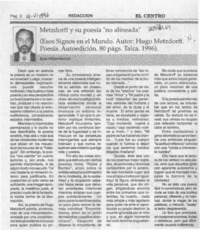 Metzdorff y su poesía "no alineada"  [artículo] Juan Mihovilovich.
