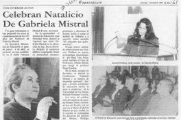 Celebran natalicio de Gabriela Mistral  [artículo].