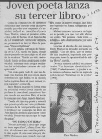 Joven poeta lanza su tercer libro  [artículo].