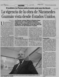 La vigencia de la obra de Nicomedes Guzmán vista desde Estados Unidos  [artículo] Ximena Poo.
