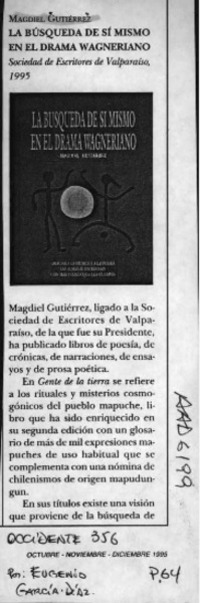 La búsqueda de sí mismo en el drama wagneriano  [artículo] Eugenio García-Díaz.