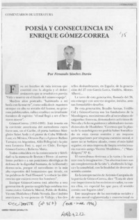 Poesía y consecuencia de Enrique Gómez-Correa