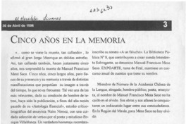 Cinco años en la memoria  [artículo] E. J.