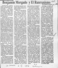 Benjamín Morgado y el Runrunismo  [artículo] Braulio Arenas.