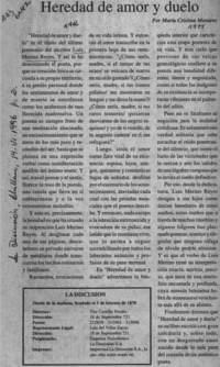 Heredad de amor y duelo  [artículo] María Cristina Menares.