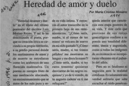 Heredad de amor y duelo  [artículo] María Cristina Menares.