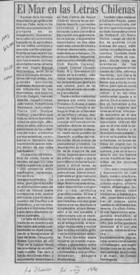 El Mar en las letras chilenas  [artículo].