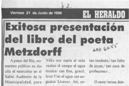 Exitosa presentación del libro del poeta Metzdorff  [artículo].