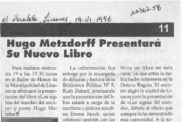 Hugo Metzdorff presentará su nuevo libro  [artículo].
