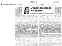 Don Andrés Bello y el teatro  [artículo] Sergio Martínez Baeza.