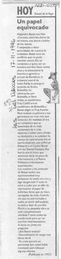 Un papel equivocado  [artículo] Daniel de la Vega.