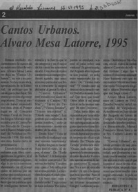 Cantos urbanos, Alvaro Mesa Latorre, 1995  [artículo].