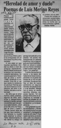 "Heredad de amor y duelo", poemas de Luis Merino Reyes  [artículo].