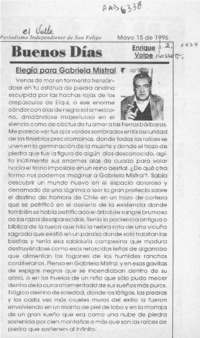 Elegía para Gabriela Mistral  [artículo] Enrique Volpe.
