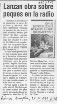 Lanzan obra sobre peques en la radio  [artículo].