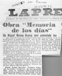 Obra "Memoria de los días"  [artículo].