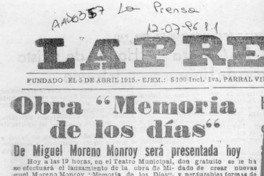 Obra "Memoria de los días"  [artículo].