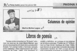 Libros de poesía  [artículo] Marino Muñoz Lagos.