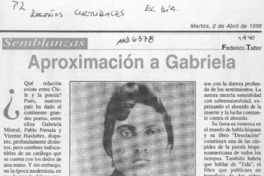 Aproximación a Gabriela  [artículo] Federico Tatter.