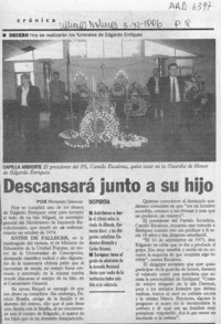 Descansará junto a su hijo  [artículo] Marianela Cisternas.