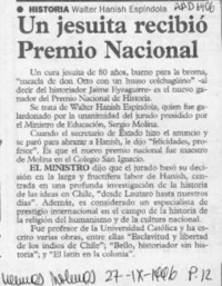 Un Jesuita recibió Premio Nacional  [artículo].