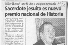 Sacerdote jesuita es nuevo Premio Nacional de Historia  [artículo] Paulina Calleja N.