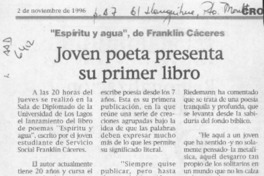 Joven poeta presenta su primer libro  [artículo].