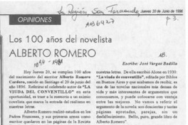 Los 100 años del novelista Alberto Romero  [artículo] José Vargas Badilla.