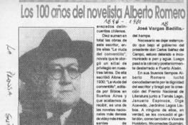 Los 100 años del novelista Alberto Romero  [artículo] José Vargas Badilla.