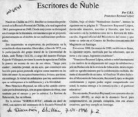 Escritores de Ñuble  [artículo] C. R. I.