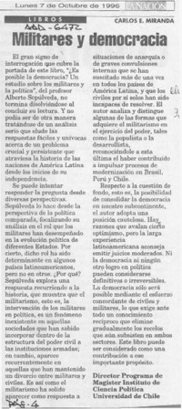 Militares y democracia  [artículo] Carlos E. Miranda.