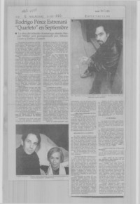 Rodrigo Pérez estrenará "Quarteto" en septiembre