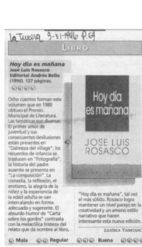 Hoy día es mañana  [artículo] Lilioska Yankovic.