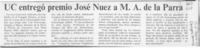 UC entregó premio José Nuez a M. A. de la Parra