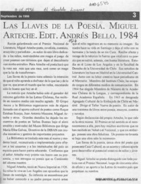 Las llaves de la poesía, Miguel Arteche  [artículo].