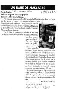 Un baile de máscaras  [artículo] Ana María Valdivieso.