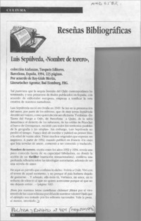 Luis Sepúlveda, "Nombre de torero"  [artículo].