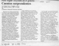 Para seguir creyendo en el género, cuentos sorprendentes  [artículo] Eduardo Guerrero del Río.