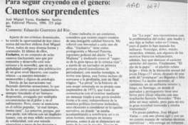 Para seguir creyendo en el género, cuentos sorprendentes  [artículo] Eduardo Guerrero del Río.