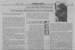 Juan de Dios Vial Larraín, estructura metafísica de la filosofía  [artículo].