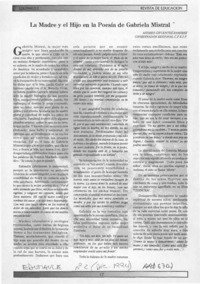 La madre y el hijo en la poesía de Gabriela Mistral  [artículo] Andrés Cifuentes Ramírez.