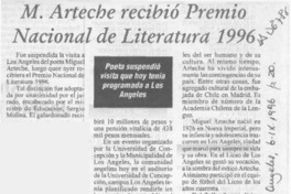 M. Arteche recibió Premio Nacional de Literatura 1996  [artículo].