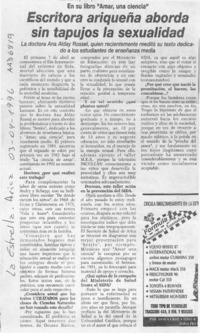 Escritora ariqueña aborda sin tapujos la sexualidad  [artículo].