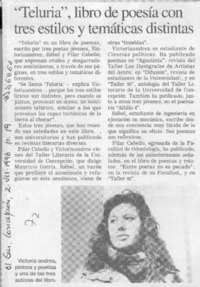 "Teluria", libro de poesía con tres estilos y temáticas distintas  [artículo].